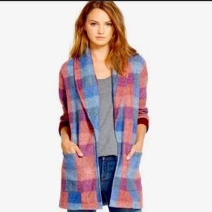 Hinge open front cardigan sweater size 1 pockets Colorblock winter coat